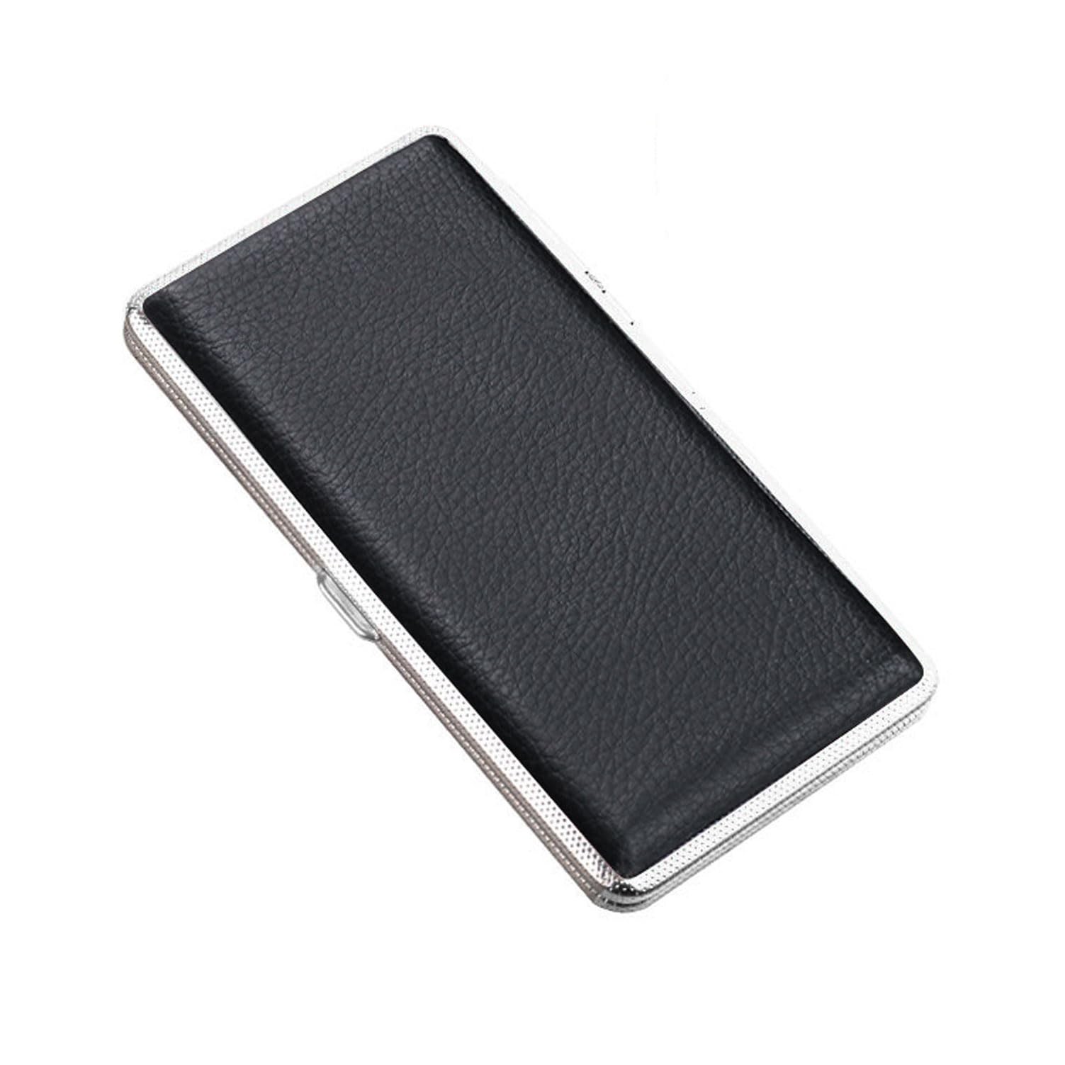 Cigarette Case Stylish Leather Surface Metal Box for 14 Cigarettes Cigarette …