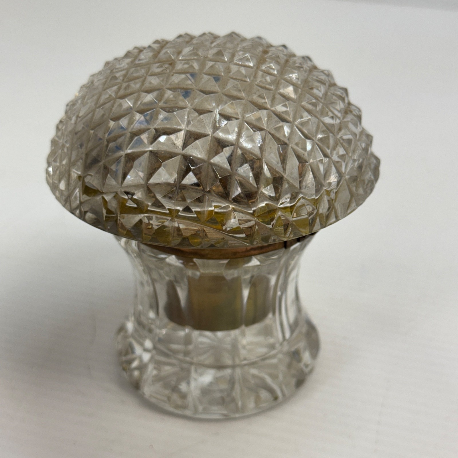 Vintage Capitol Crystal Table Lighter Cut Glass Lift Top Cigarette Lighter