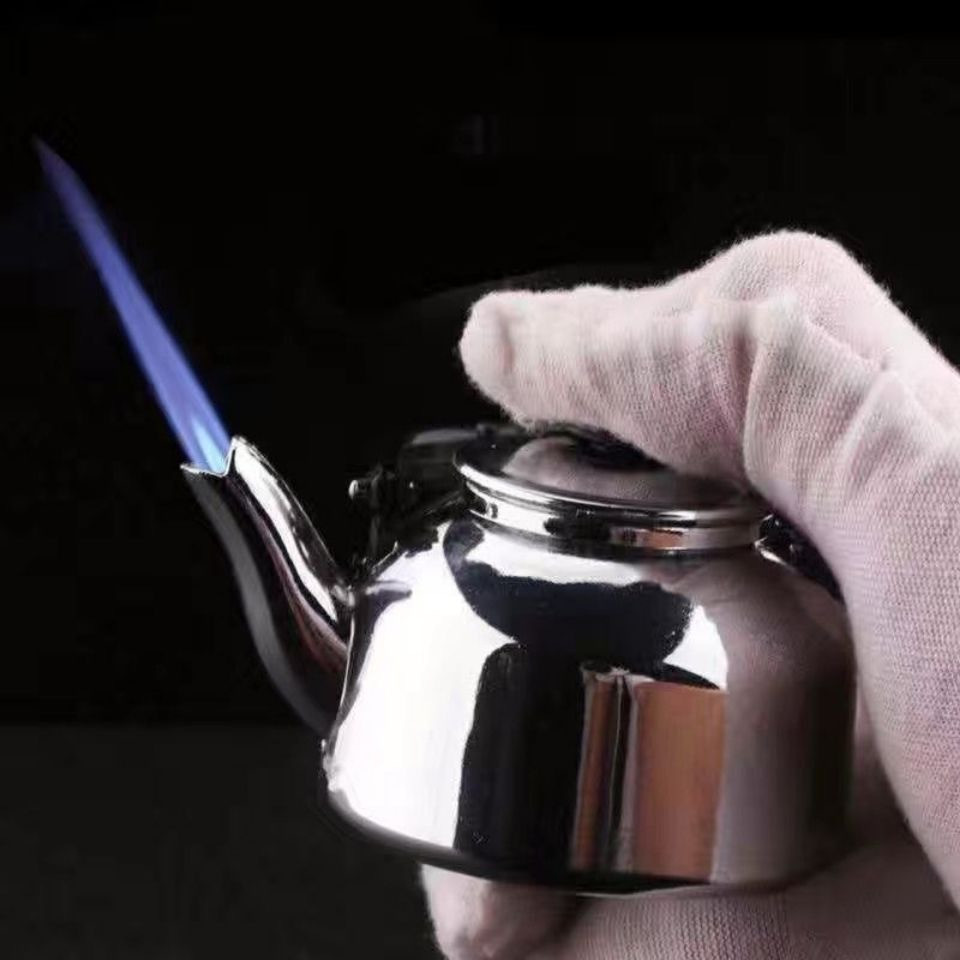 Teapot-Shaped Refillable Lighter Butane Cigarette Lighter Windproof Lighter Gift