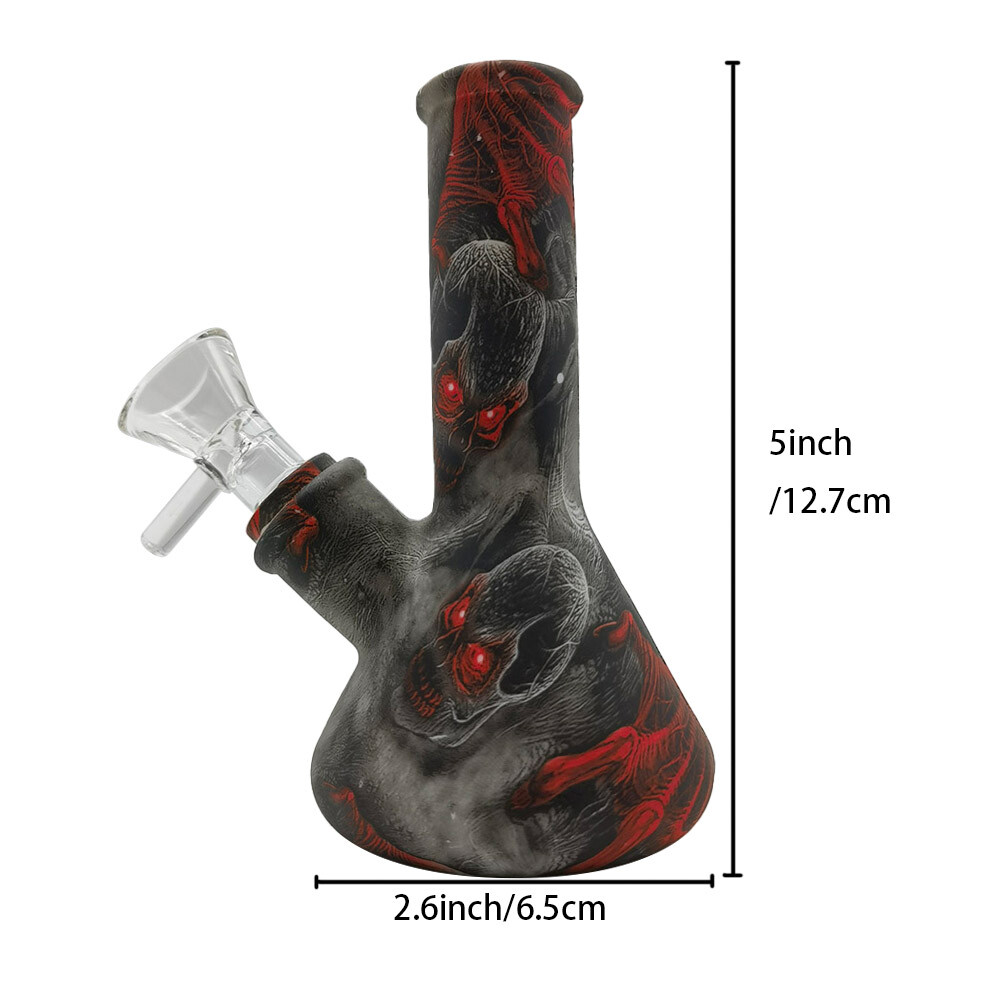 Silicone Hookah 5inch Smoking Water Pipe Bong Bubbler Shisha w/ 14mm Glass Bowl