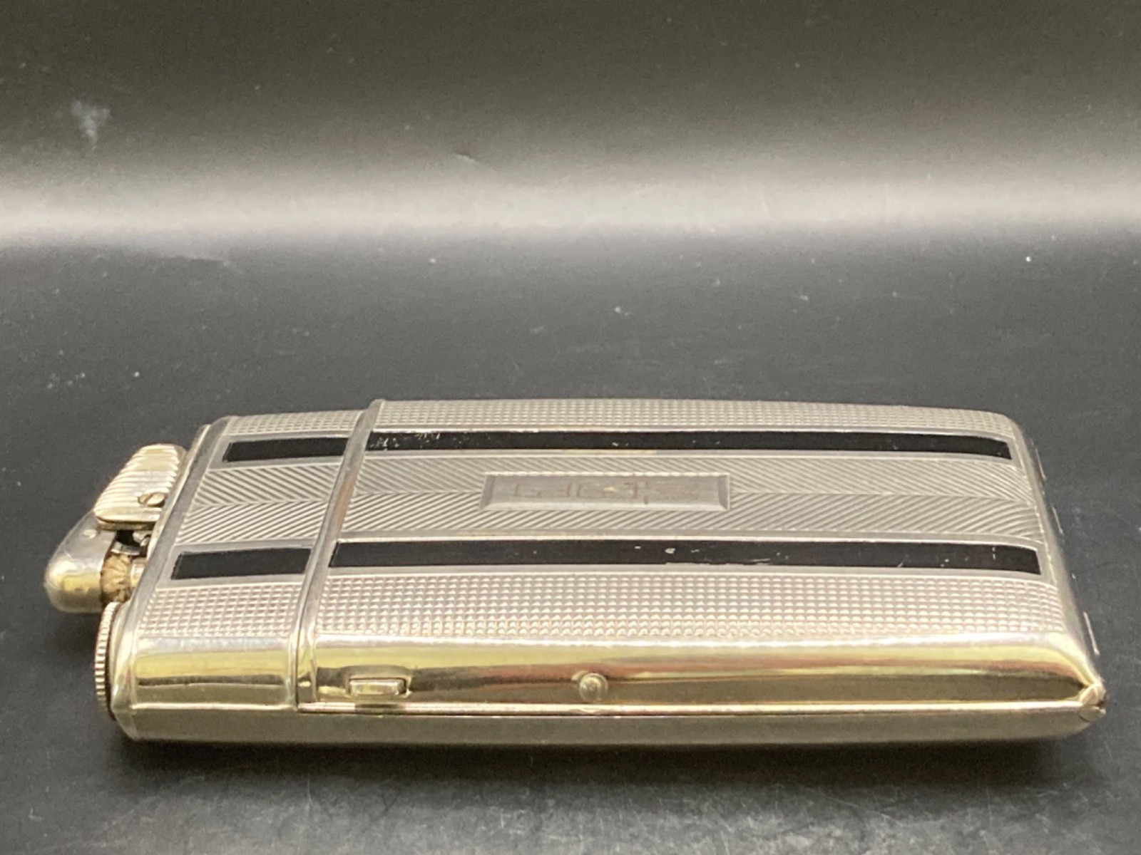 Vintage Evans “Clipper” Lighter & Cigarette Case, Chrome & Black