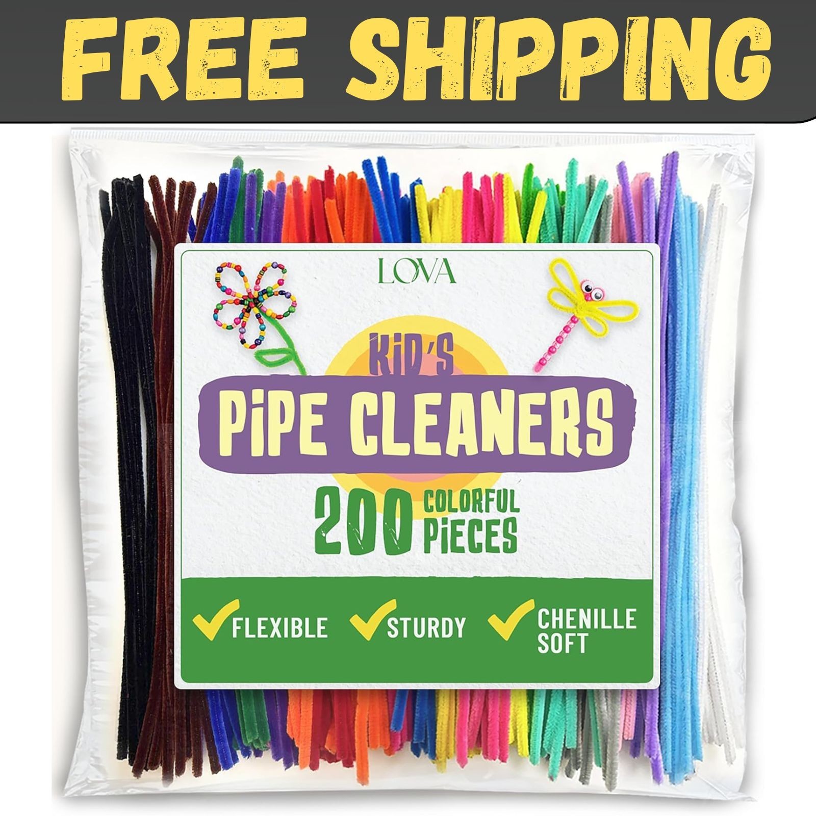 200 Pipe Cleaners Craft Multicolored Craft Pipe Cleaners Bulk, Chenille
