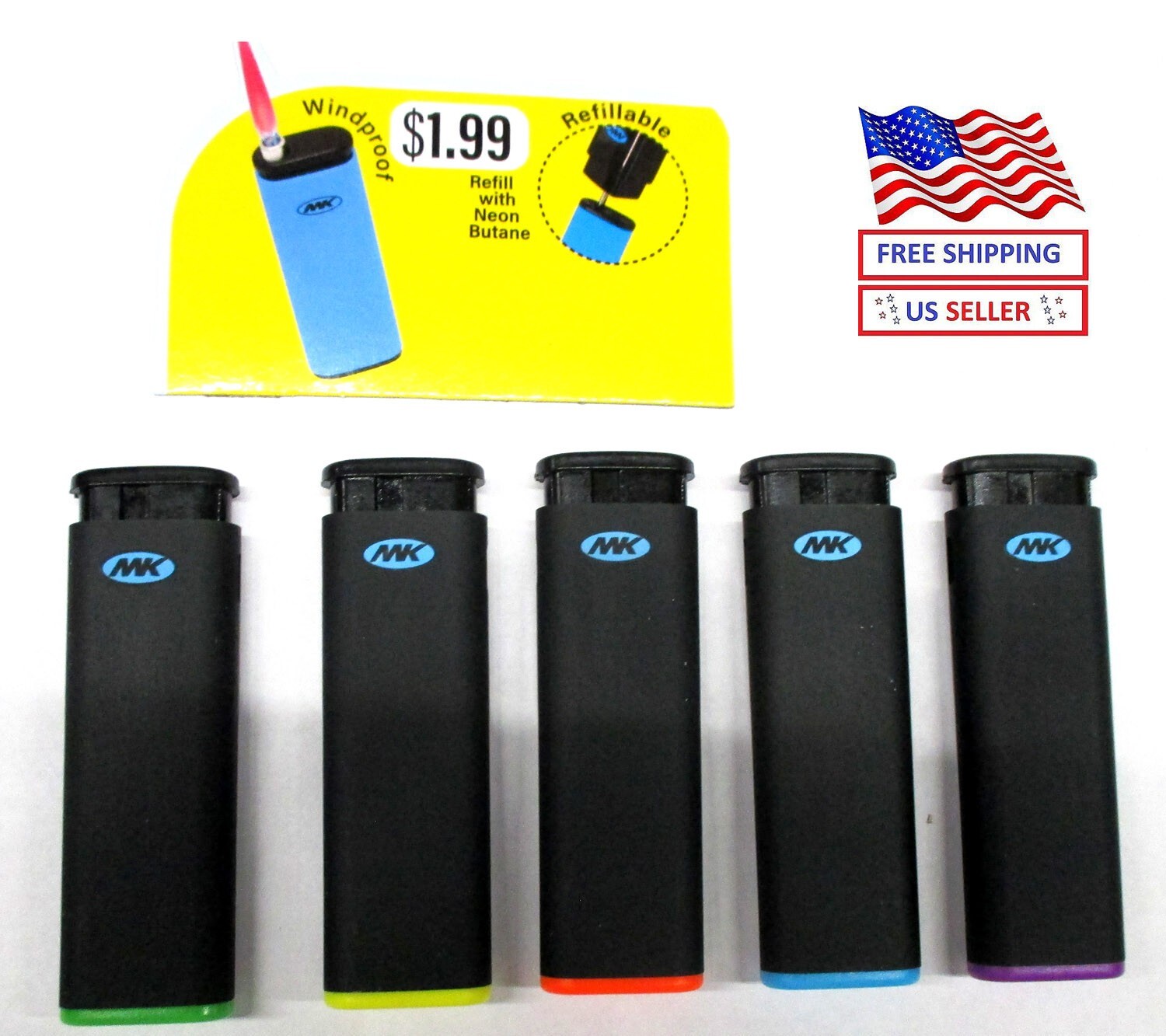LOT OF 3,5,10,20,50–” MK” BRAND Windproof lighter ,REFILLABLE