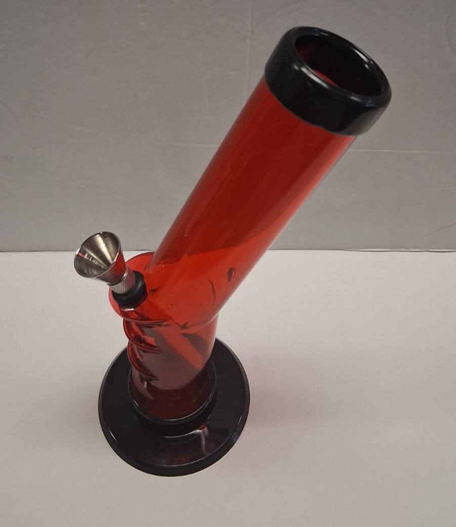 9″ ACRYLIC PLASTIC SLANTED HOOKAH WATER PIPE BONG THUMB CARB 1.5″M RED