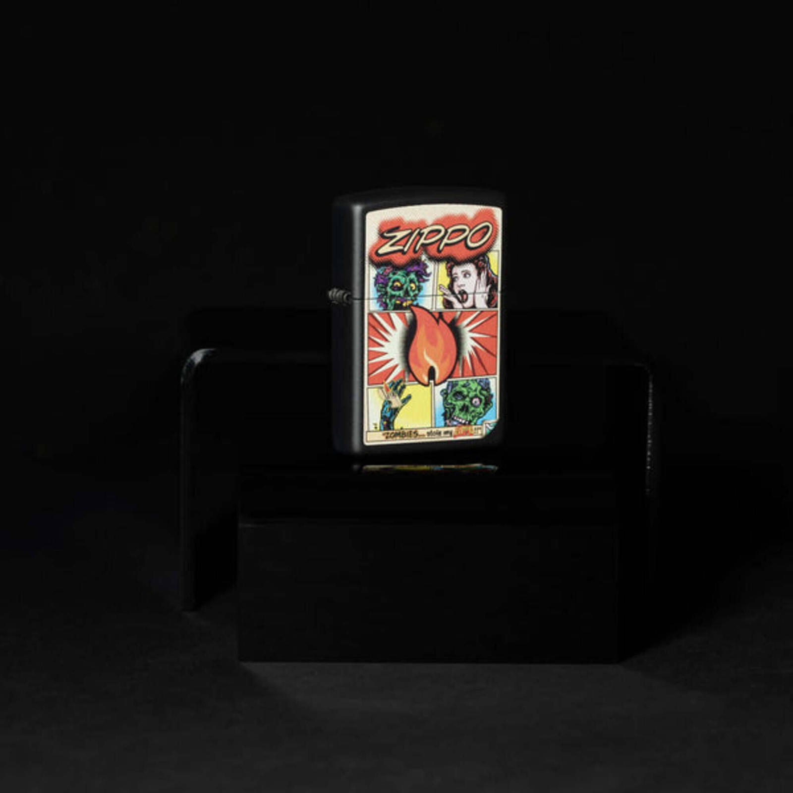 Zippo Windproof Pocket Lighter Comic Zombies Design Classic Black Matte 46229