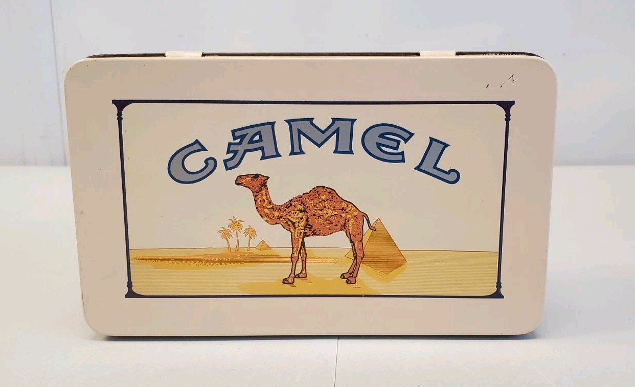Vintage Camel Cigarette Tin Metal Original Box Rectangle Cream