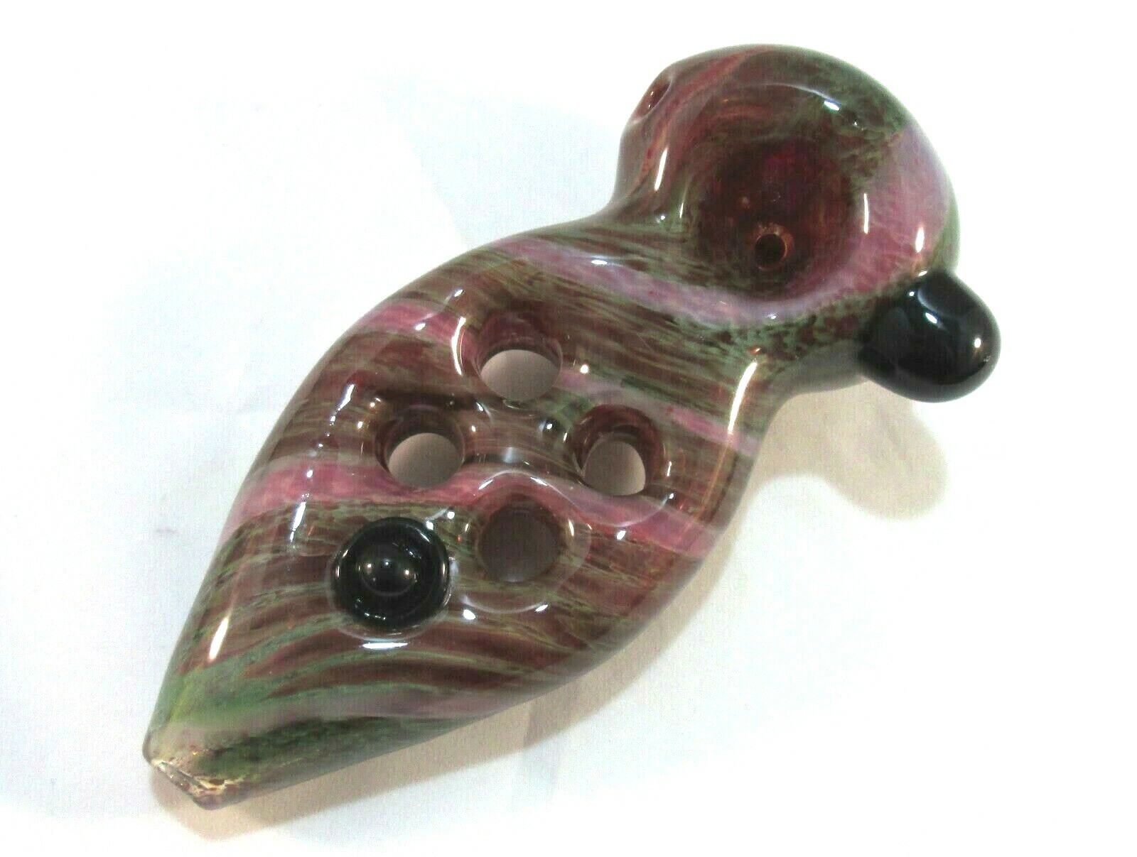 5″ Tobacco Smoking Pipe Quad Hole Hand Blown Glass Lava Style Multi Color