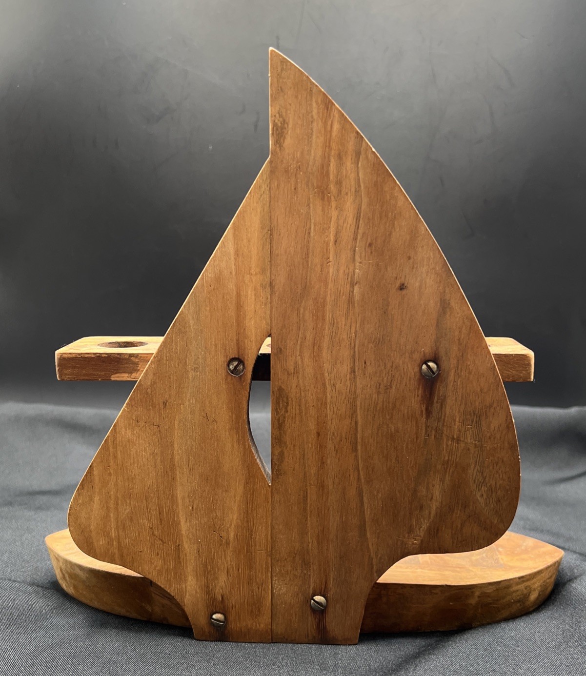 Vintage Wood 5 Pipe Holder Rest Stand Sailboat Nautical Free Standing