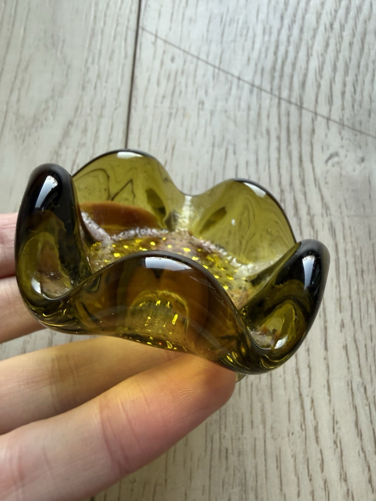 1960s Vintage olive green chalet ashtray
