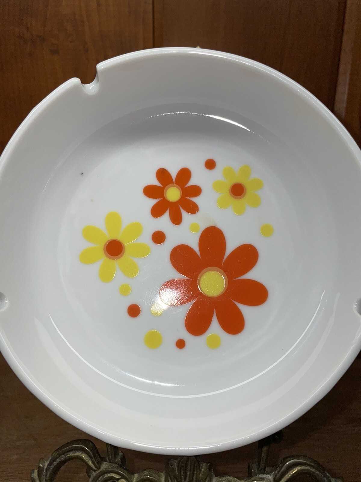Vintage MCM Ceramic Ashtray Daisy Flower Power 1970s Takahashi Japan Mod Groovy