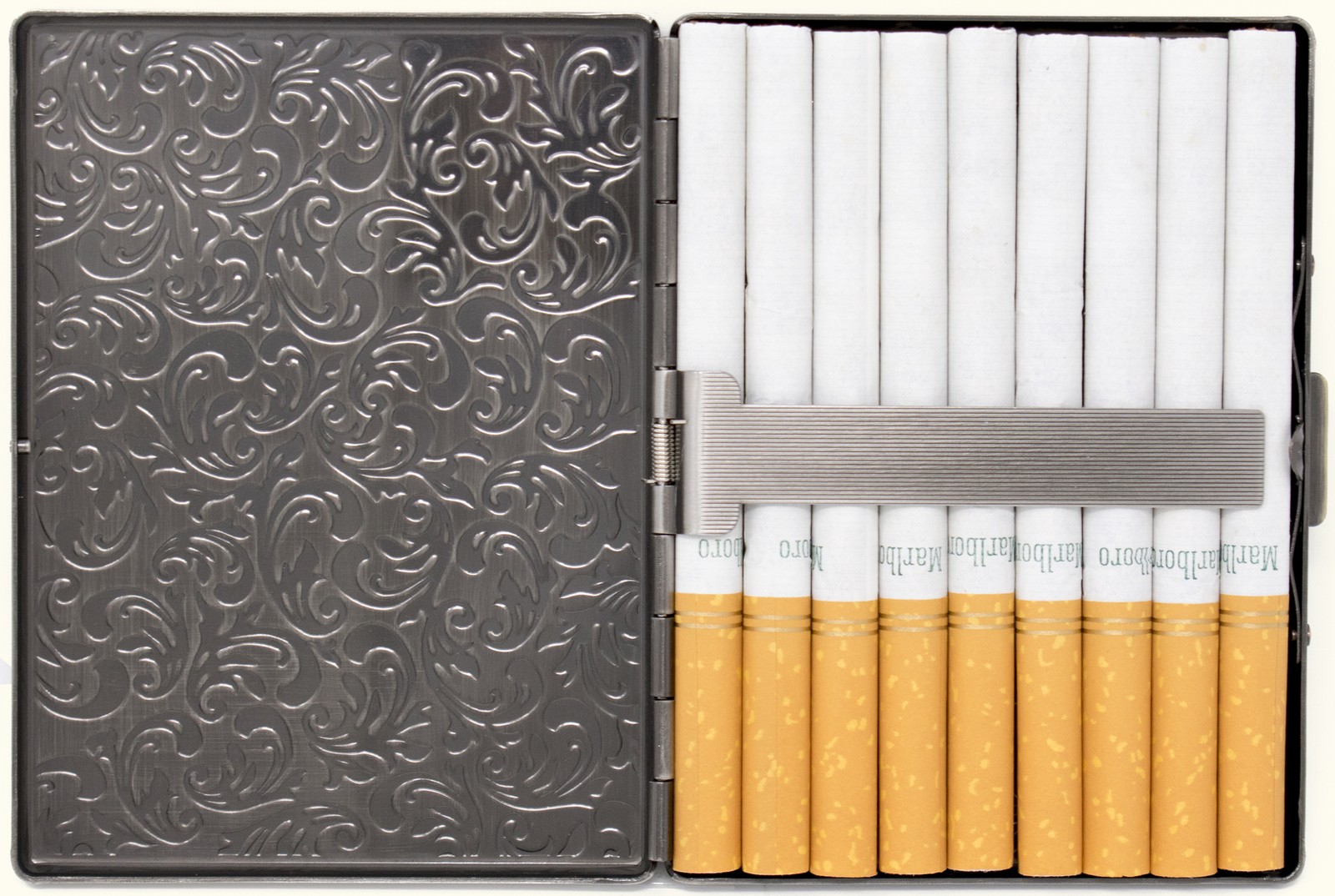 Set of 2 Ultra Compact 100mm Cigarette Case (Antique Silver Victorian)