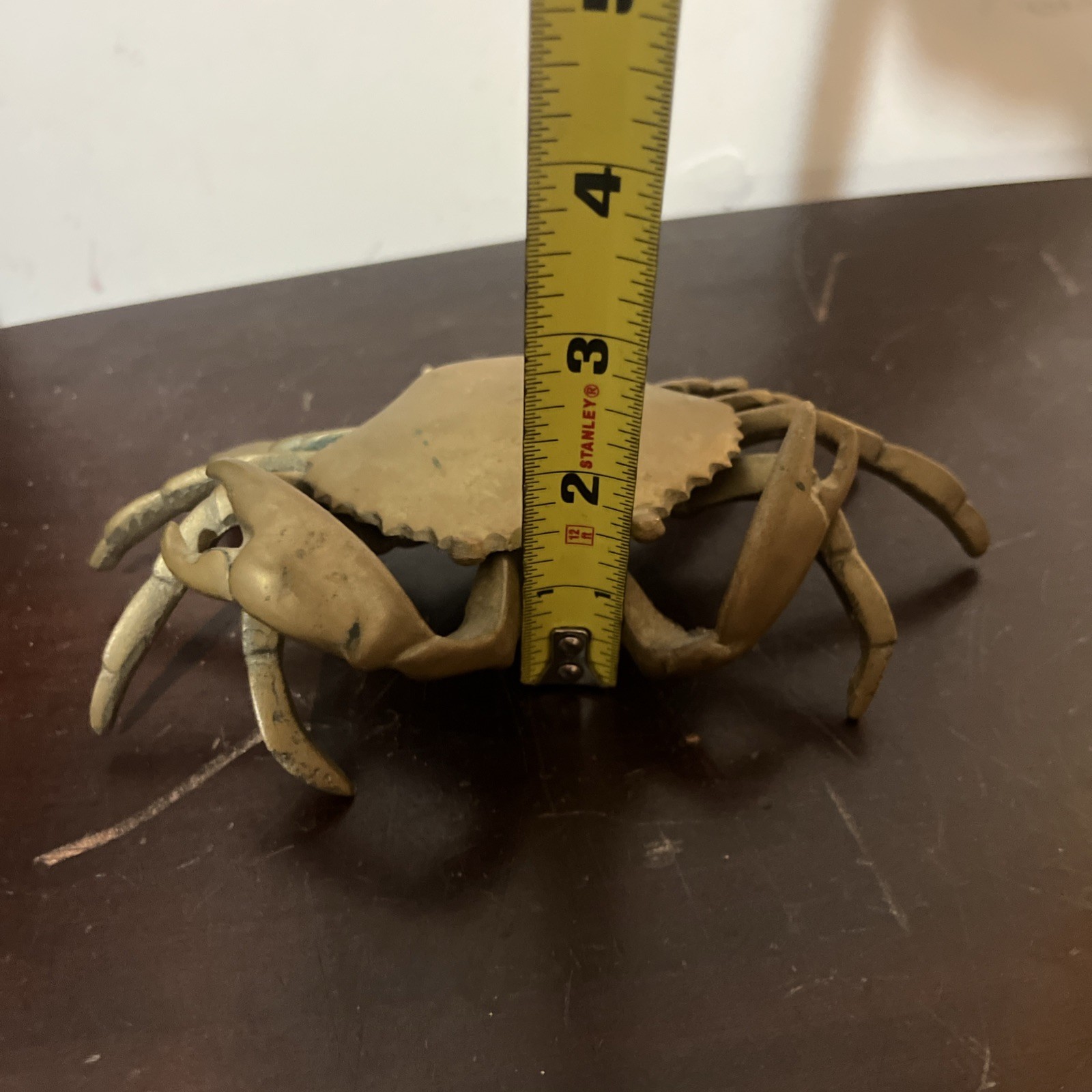 Vintage Hinged Brass Crab Lift Top Trinket Dish Cigarette Ashtray 7 “