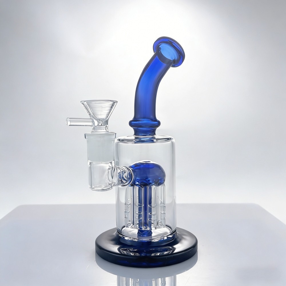 7″ Heavy Glass Bong Water Pipe Tree-arm Perc Blue Bubbler Hookah W/14mm Bowl USA