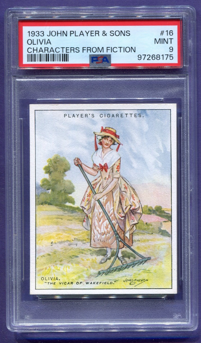 1933 JOHN PLAYER & SONS CHARACTERS FROM FICTION TOBACCO CARD #16 OLIVIA PSA 9