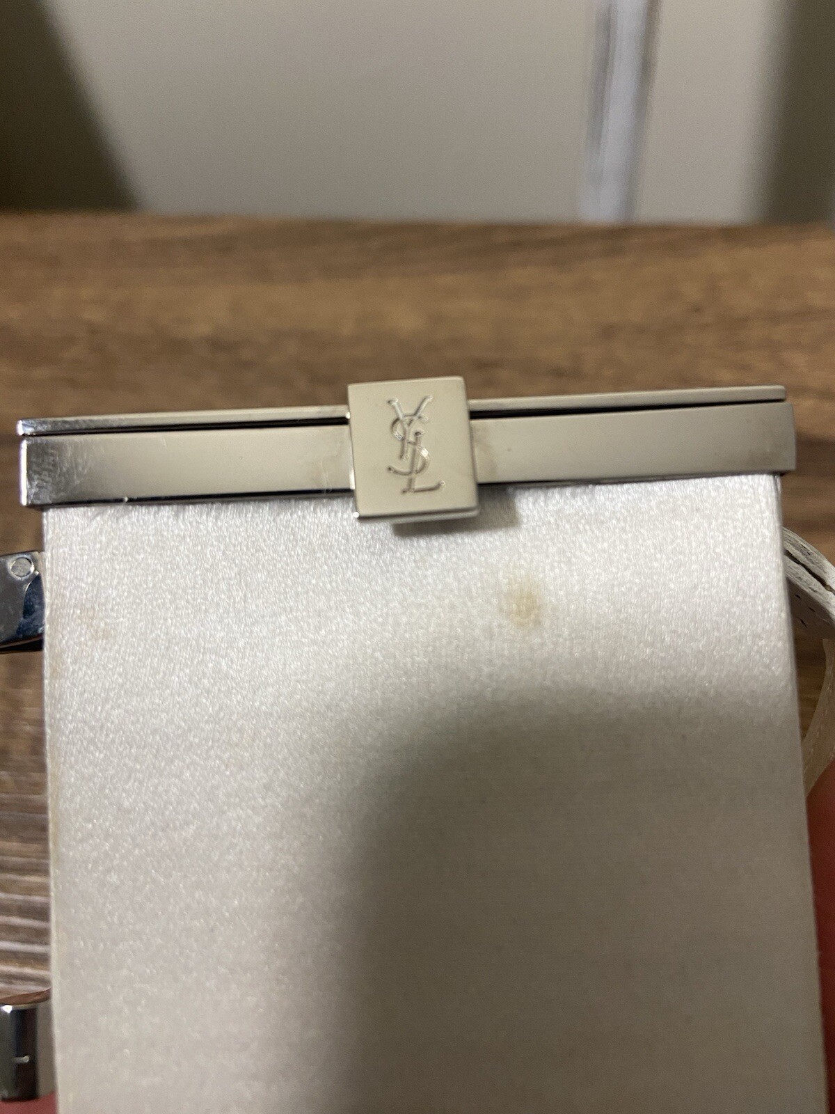 Yves Saint Laurent Tom Ford White Canvas Silver Metal Cigarette Case, No Lighter