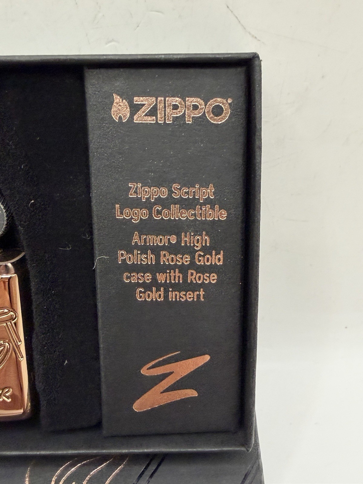 Zippo Script Logo Collectible Lighter Rose Gold Limited 10878/17500 New In Box