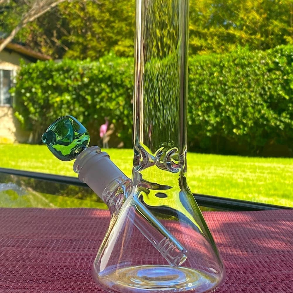 Heavy Glass Bong 10 inch Water Pipe Smoking Bong Beaker+14mm Bowl hookah Green