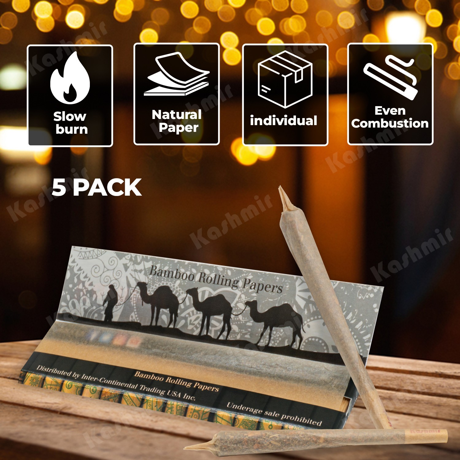 Rolling Papers Bamboo Slim King Size Full Box 50 Booklets 32 Leaves By Kashmir