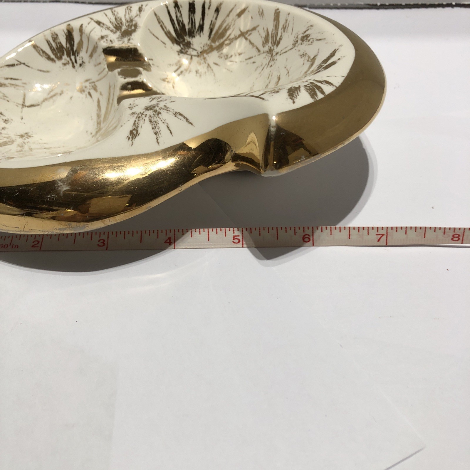 Plymouth Products Phila PA Vintage Ashtray Cream With Gold