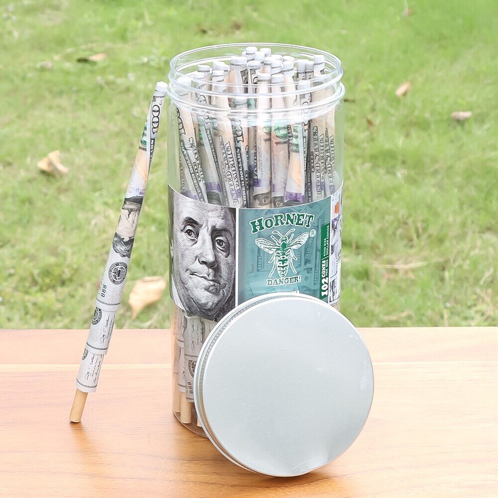 Hornet Dollar Bill King Size 100 Cones- Pre Rolled Paper Cones with Filter Tips