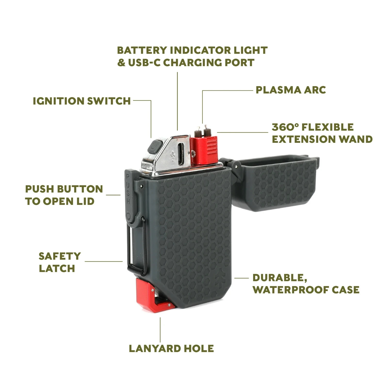 Swiss Tech Rechargeable Plasma Arc Lighter, Extendable, Waterproof, Windproof, B