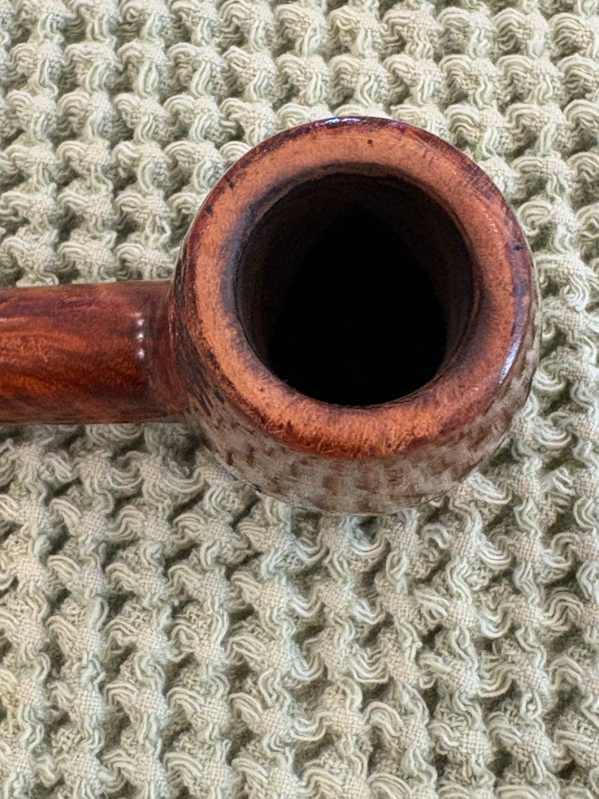 PRINCE OF WALES MADE BY SAVANELLI LARGE BRANDY HAND TOOLED GREEN ACRYLIC STEM