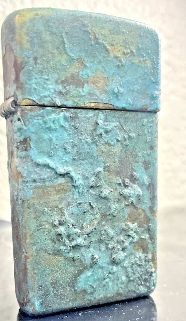 Shipwreck Zippo: The “Reef”-Turquoise. Salty Texture. Fuel-Saving Zippo Insert.