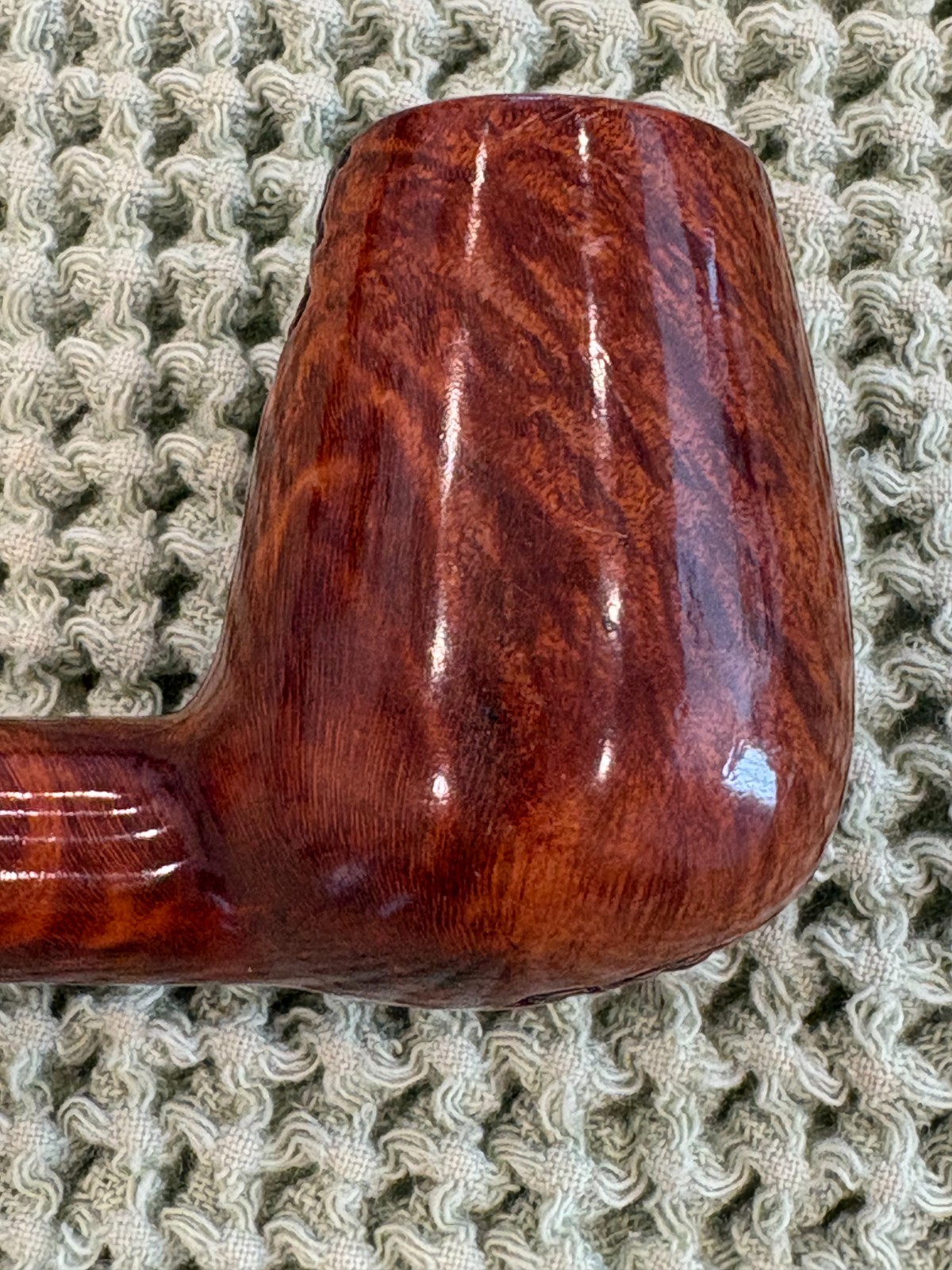 PRINCE OF WALES MADE BY SAVANELLI LARGE BRANDY HAND TOOLED GREEN ACRYLIC STEM