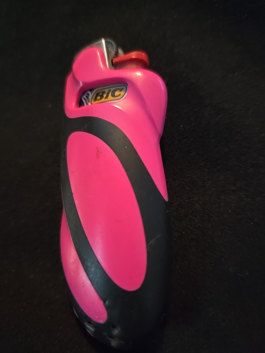 Vtg Lighter Case- Sleeve Black Pink Rubber Streak Cover Holder fits Mini Bic