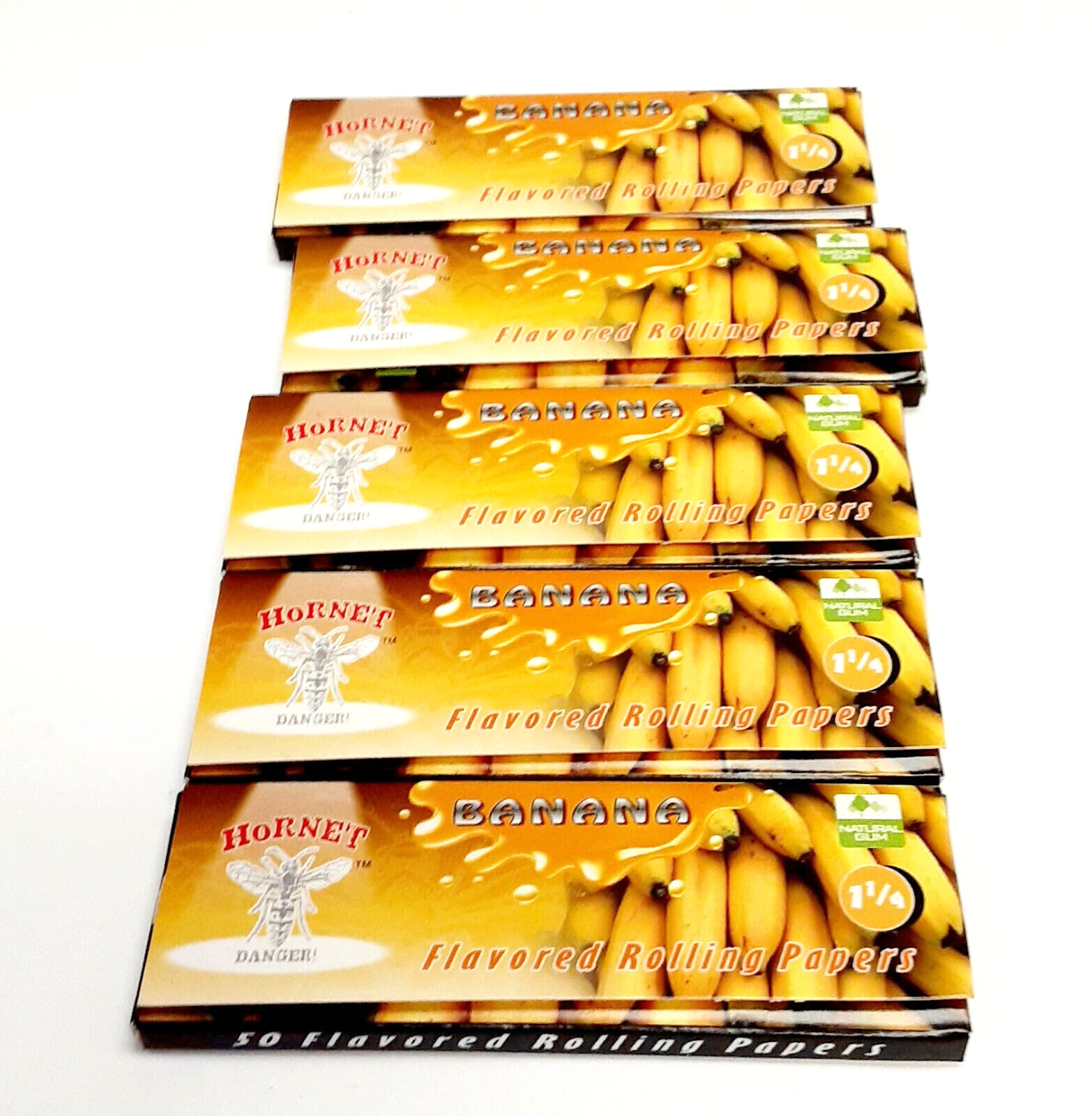 Rolling Papers Flavored Hornet Brand 1-1/4″ 50 Leaves-5 Pack – Banana