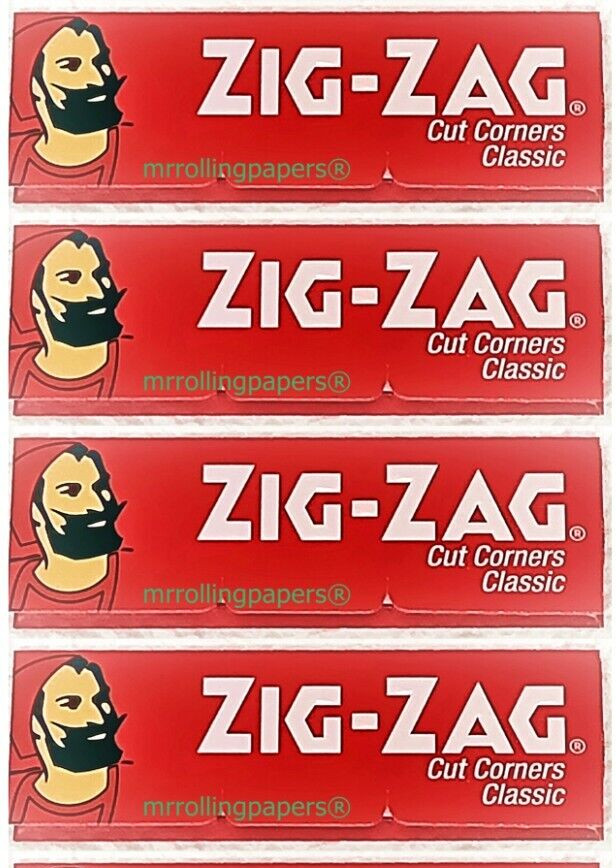 4x Zig Zag Rolling Papers Classic Red Cut Corners 4 Pks-60Lvs/PK *USA SHIPPED*