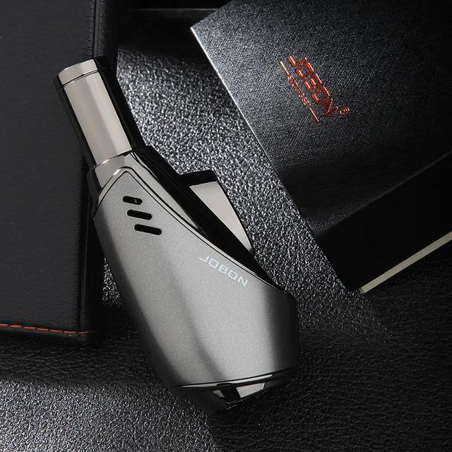 JOBON Metal Cigar Butane Gas Lighter Outdoor Windproof Blue Flame Torch Turbo