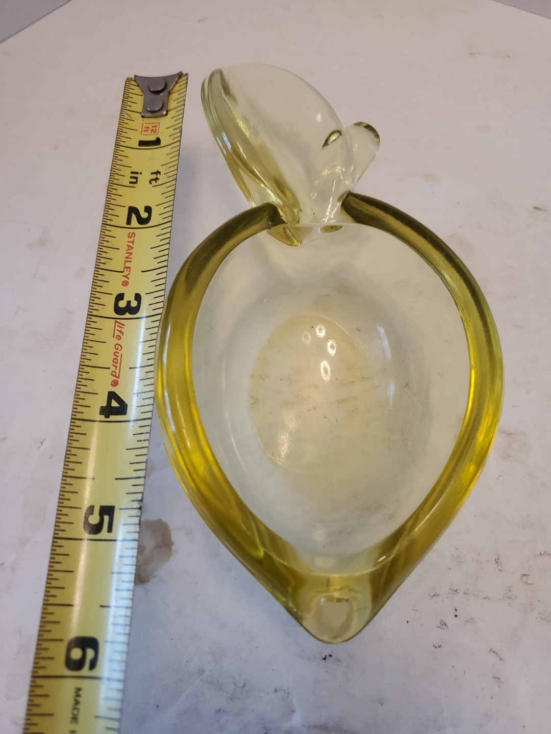 Vintage Mcm Blown Art Glass Yellow Lemon Shape – Ashtray – BEAUTIFUL! Retro