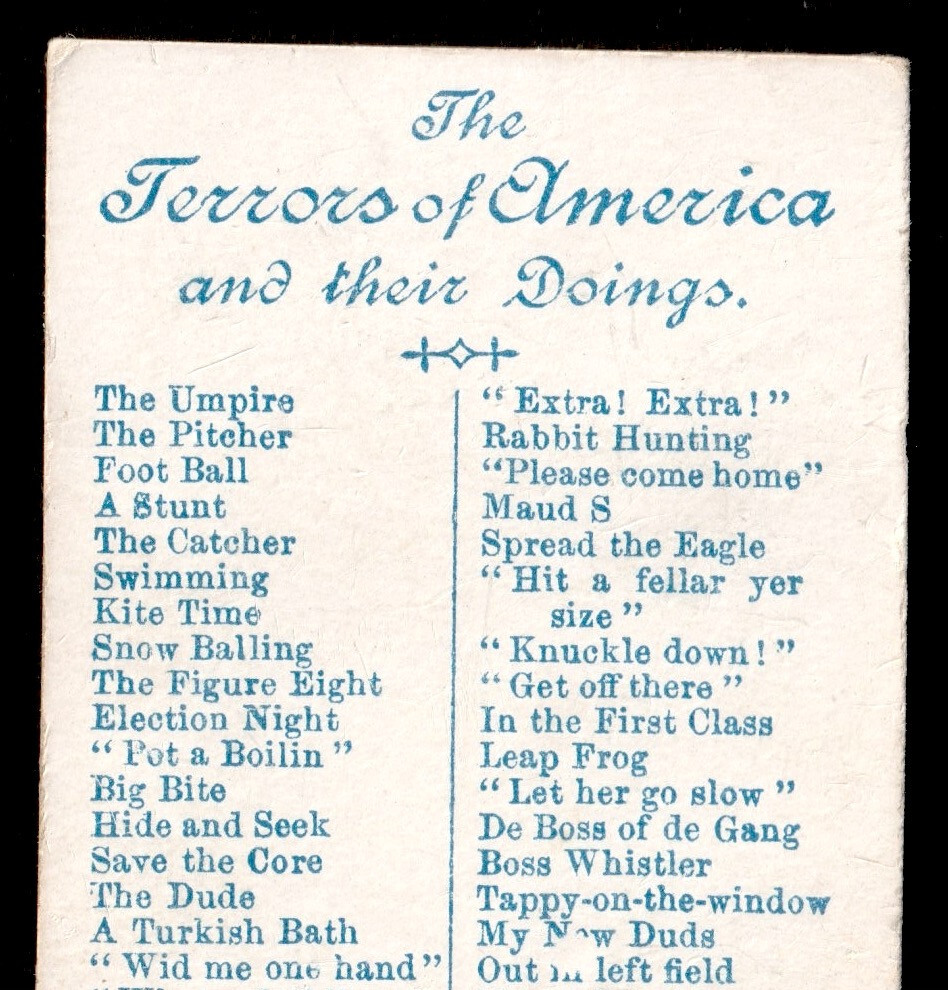 “Dandy Girl” Boy in Dress N88 Terrors of America Duke Tobacco Card 1880s SR.ta.G