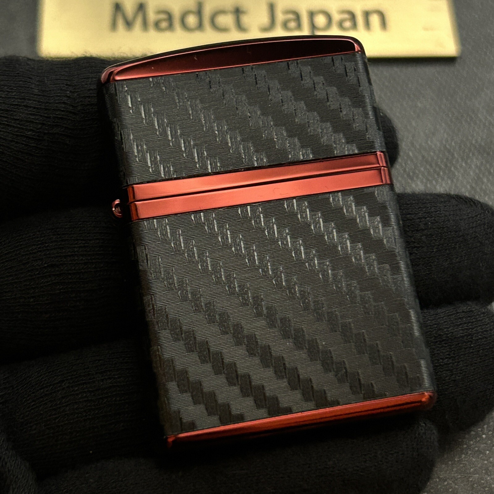 Zippo Armor Oil Lighter Black Carbon Series Wine Red Ion Coating Brass Japan