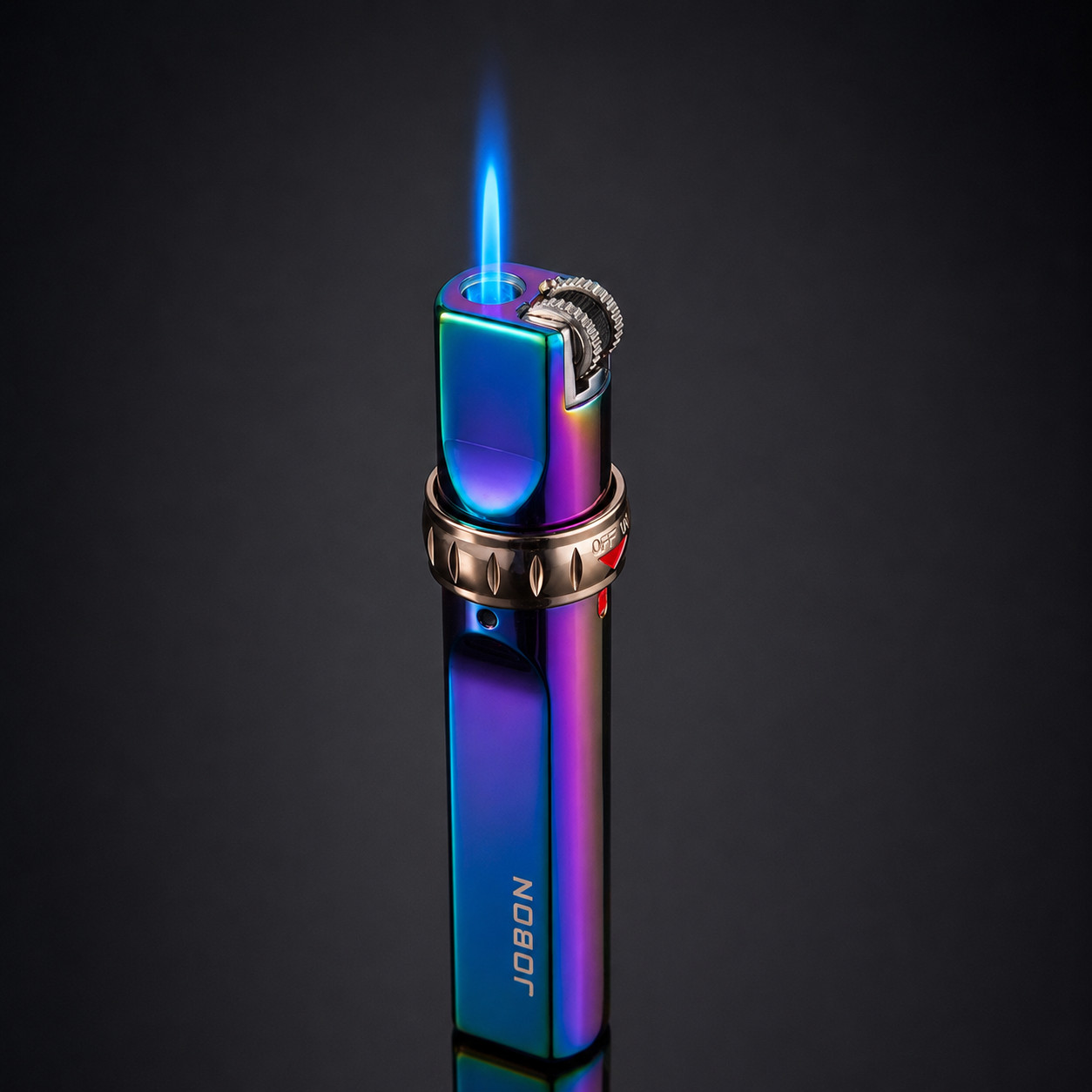 JOBON Windproof Jet Flame Torch Lighter Refillable Butane Metal Gift Box