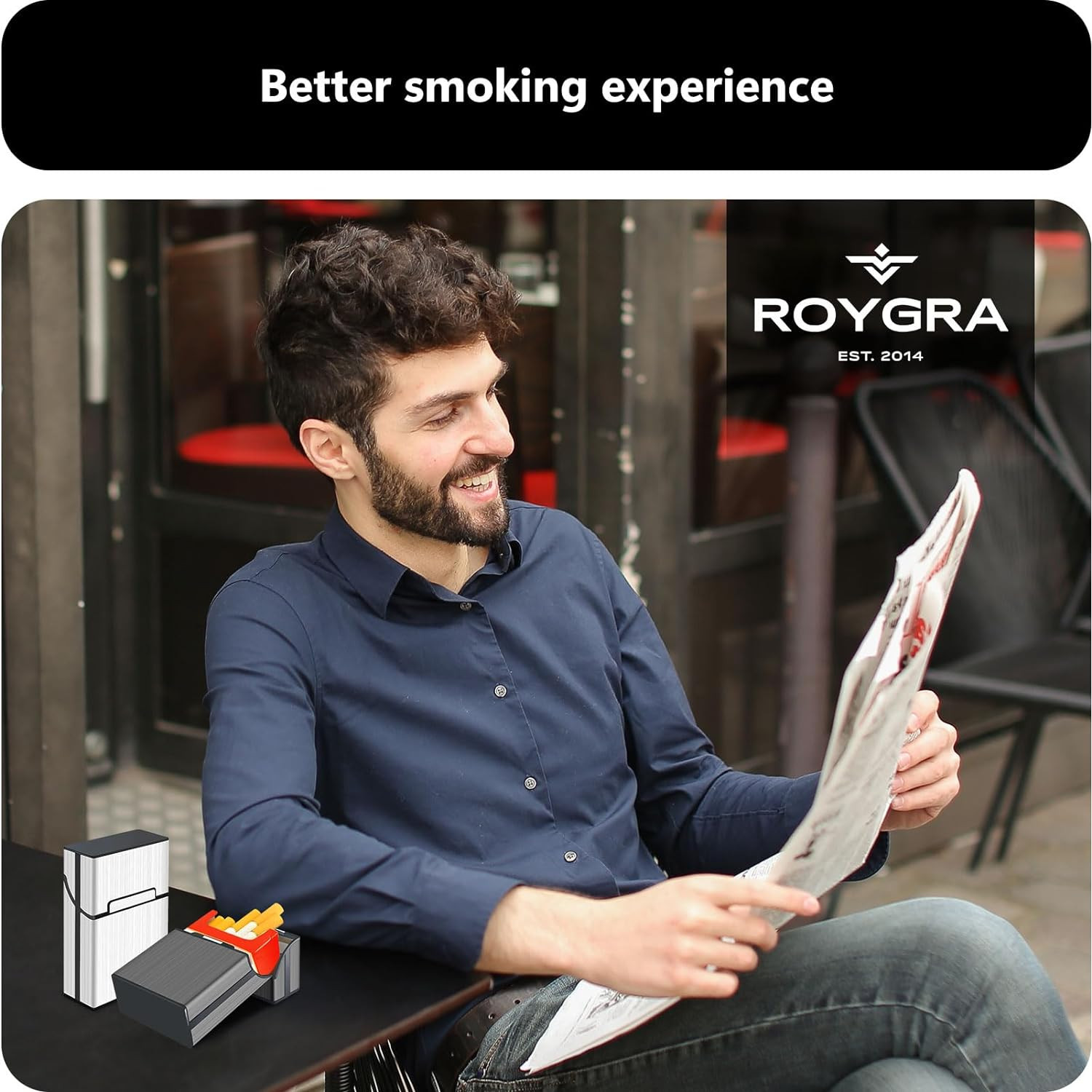 Roygra Cigarette Case (2 Pack), Magnetic Switch 20Pcs Cigarette Holder Case for