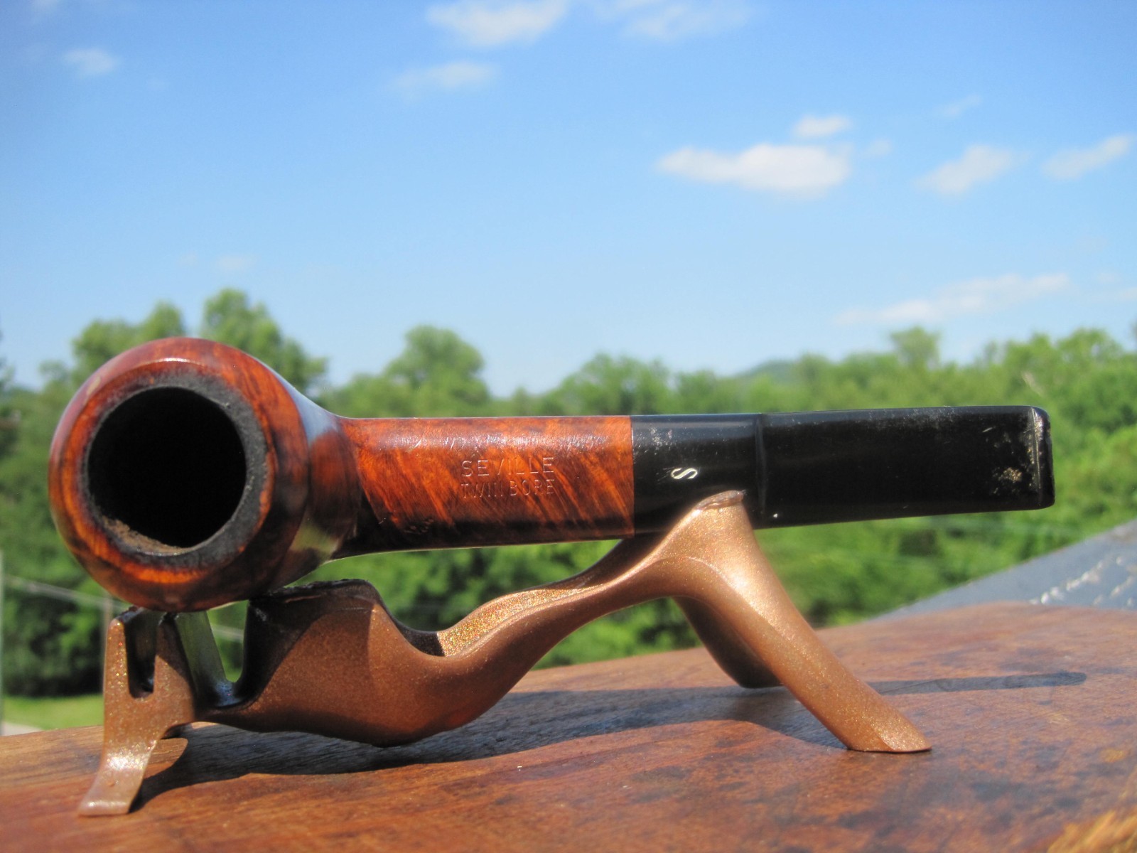 Seville Twin Bore Imported Briar Italy Smooth Dublin Saddle Stem Estate 5.3/4″ L