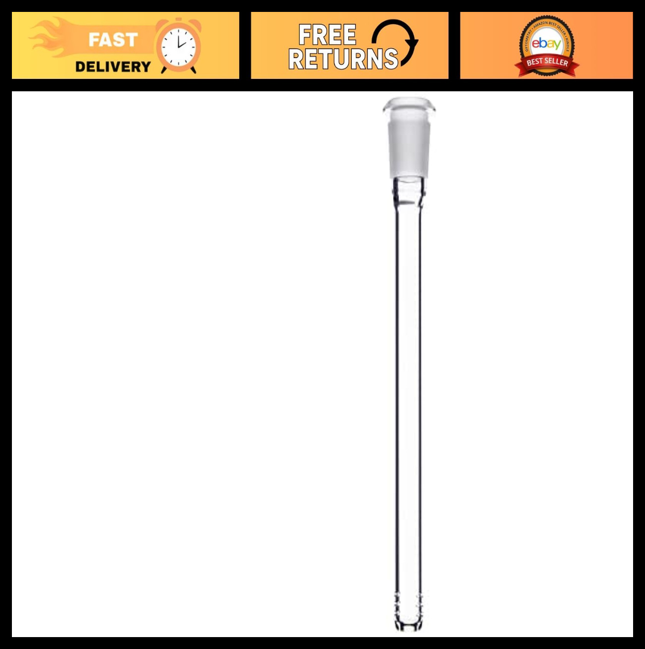 24mm Downstem for 14″ Hookah – Glass/Metal Base, White – 1 Pack, Replacement Par