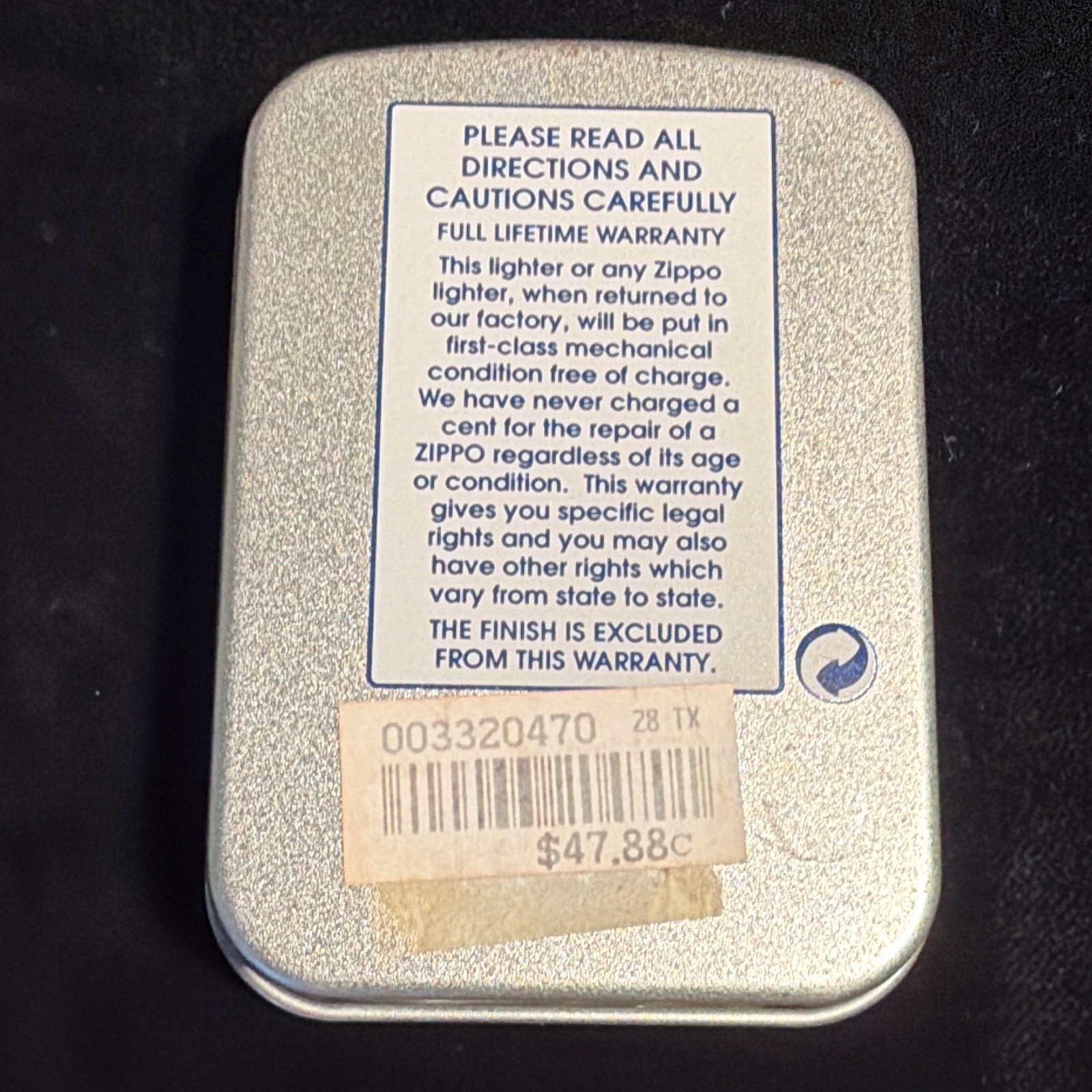 Zippo Vancouver Canada Goose Design Lighter w/ Tin Case & Guarantee Paper