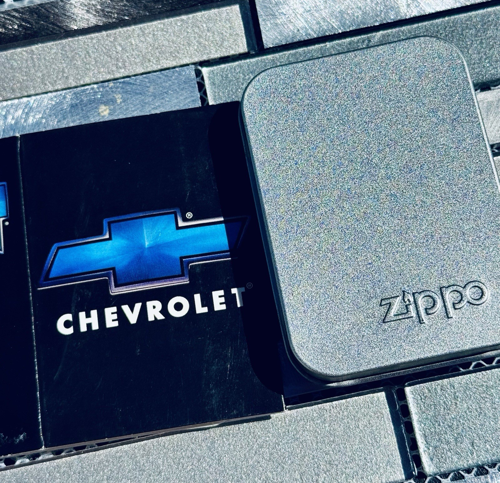 Vintage 1999 Zippo Chevrolet Raised Emblem Lighter Brushed Brass J XV New Boxed