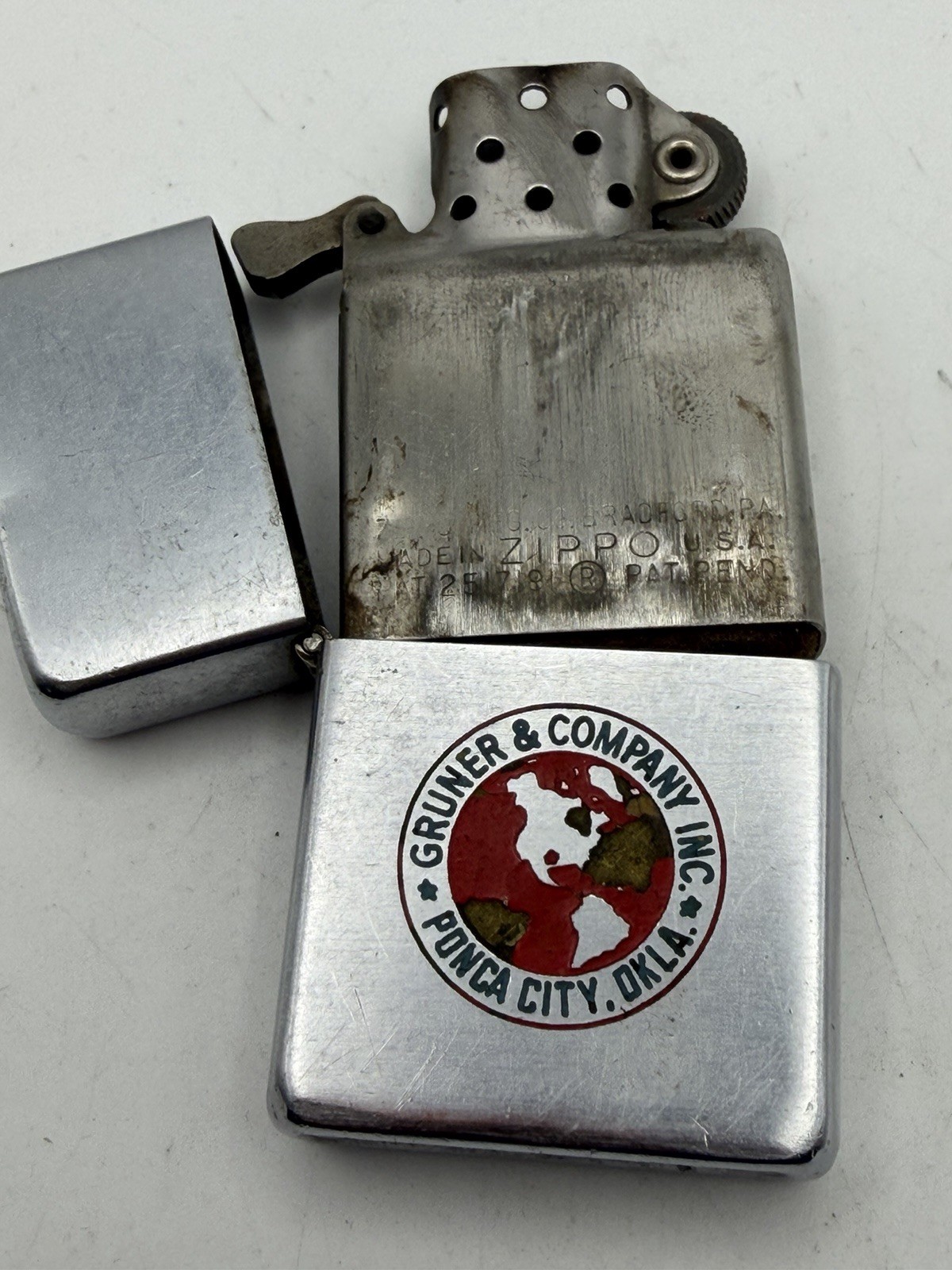 Vintage 1958 Grinder & Company OK Chrome Zippo Lighter W/ Casual Men’s Watch