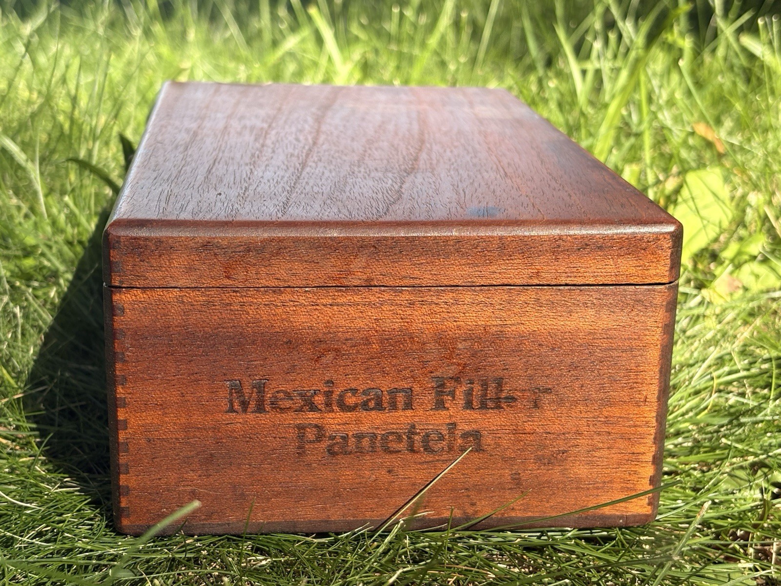 Antique Wood Cigar Box Mexican Filler Panetela Blended 5 Cent Dovetail 1930s