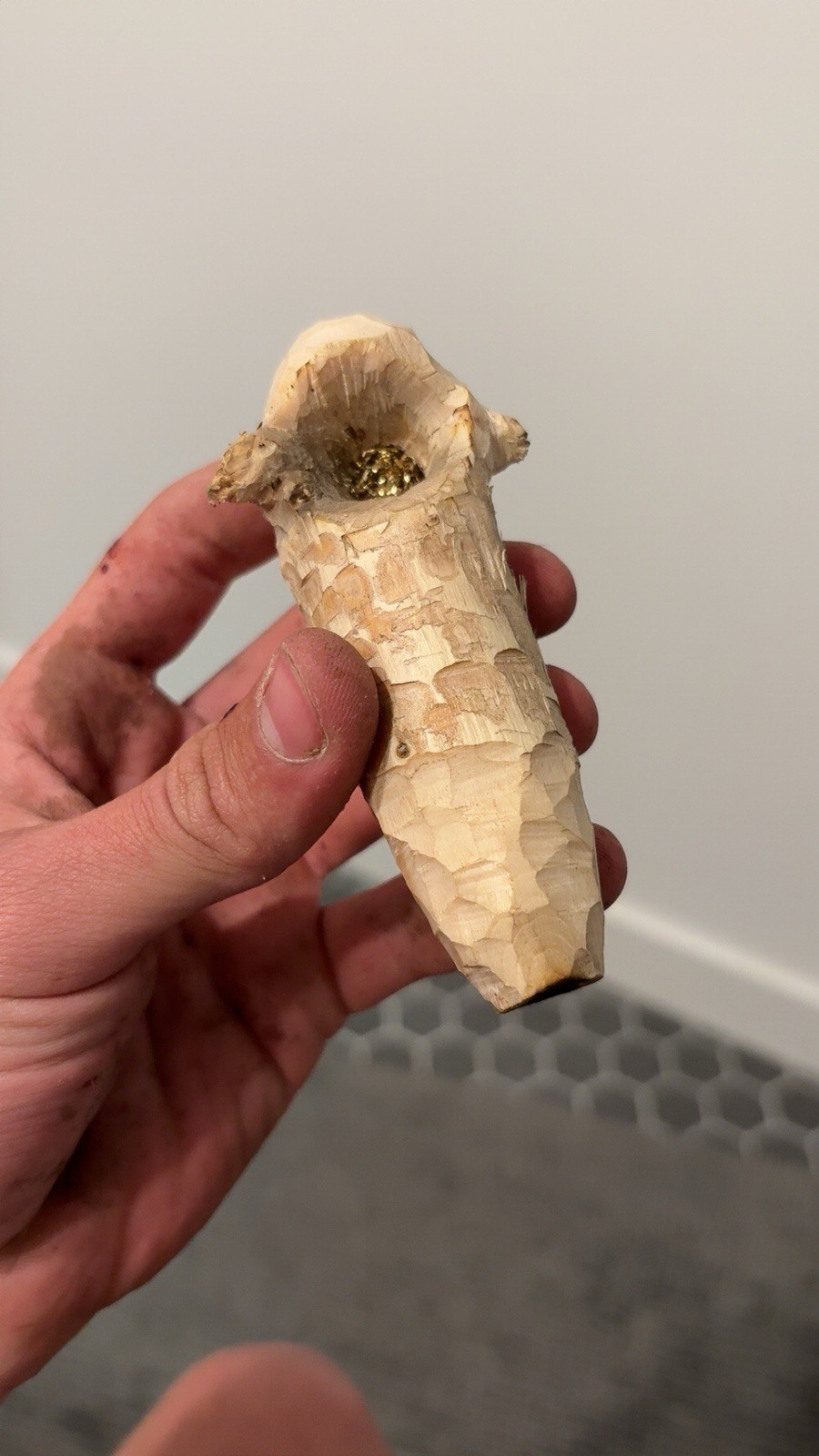 Handcrafted Homemade Widdled Pipe For Tabacco or Herb (Alpine Tree Branch)