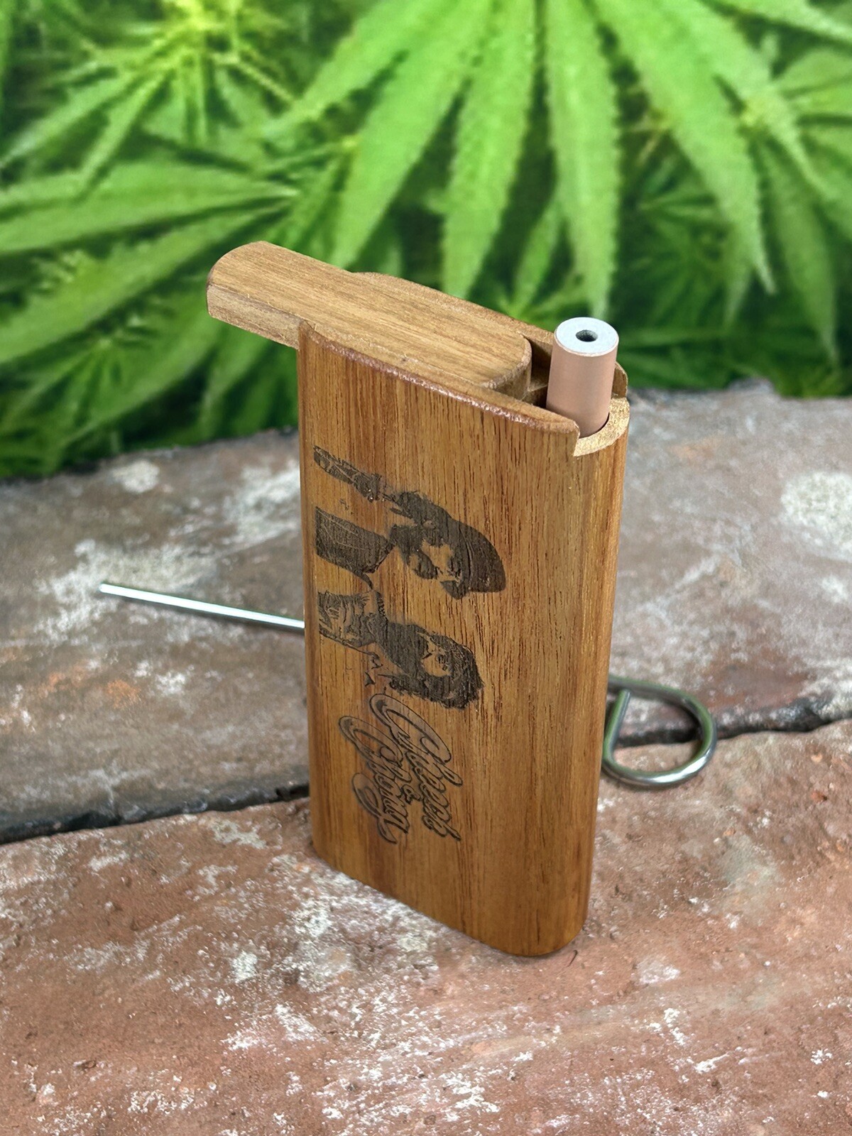 4″ Classic Cheech & Chong Canary Wood Slide Top Dugout With One Hitter & Poker