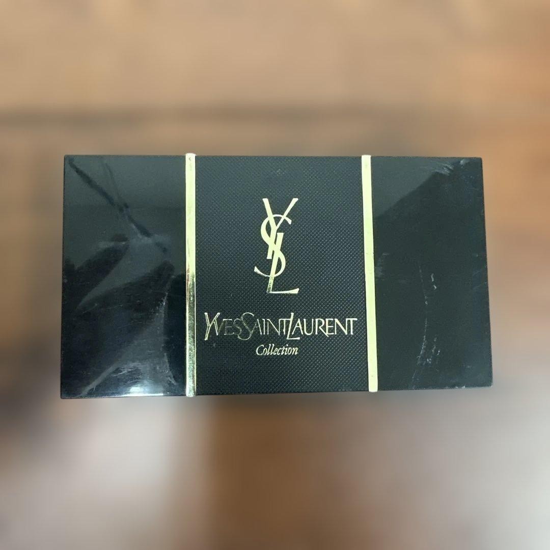 YVES SAINT LAURENT YSL Vintage Lighter Blue Gold Stripe Japan Made w/ Case