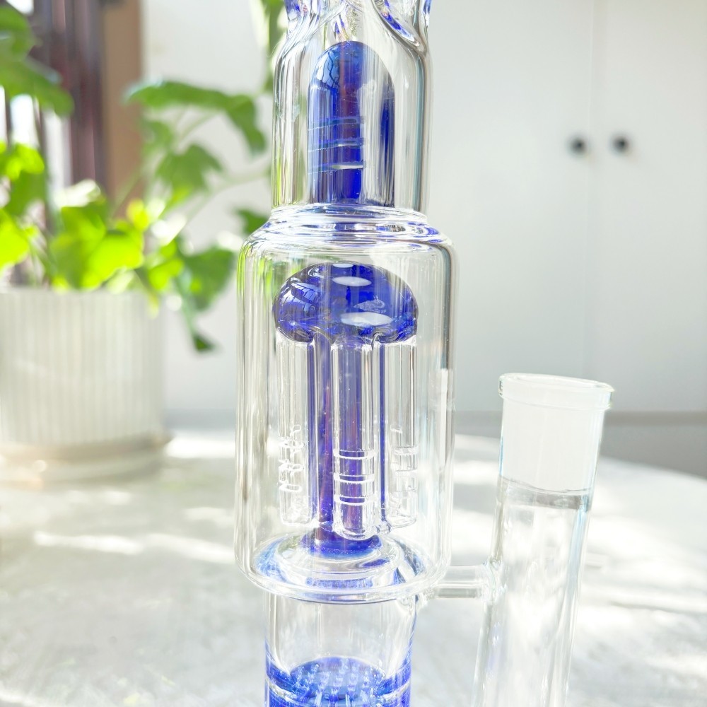 10” Jellyfish Perc Glass Bong Smoking Water Pipe Hookah Bubbler w/Bowl Blue USA