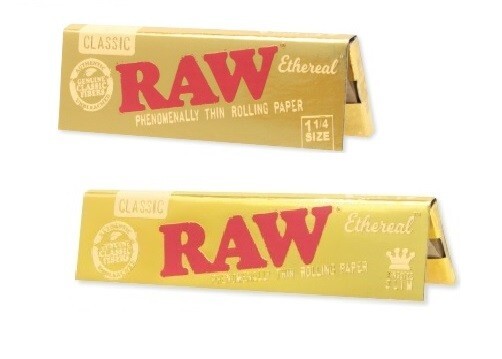 One Pack of each Size – RAW ETHEREAL Rolling Papers 1 1/4 and King Size BOTH