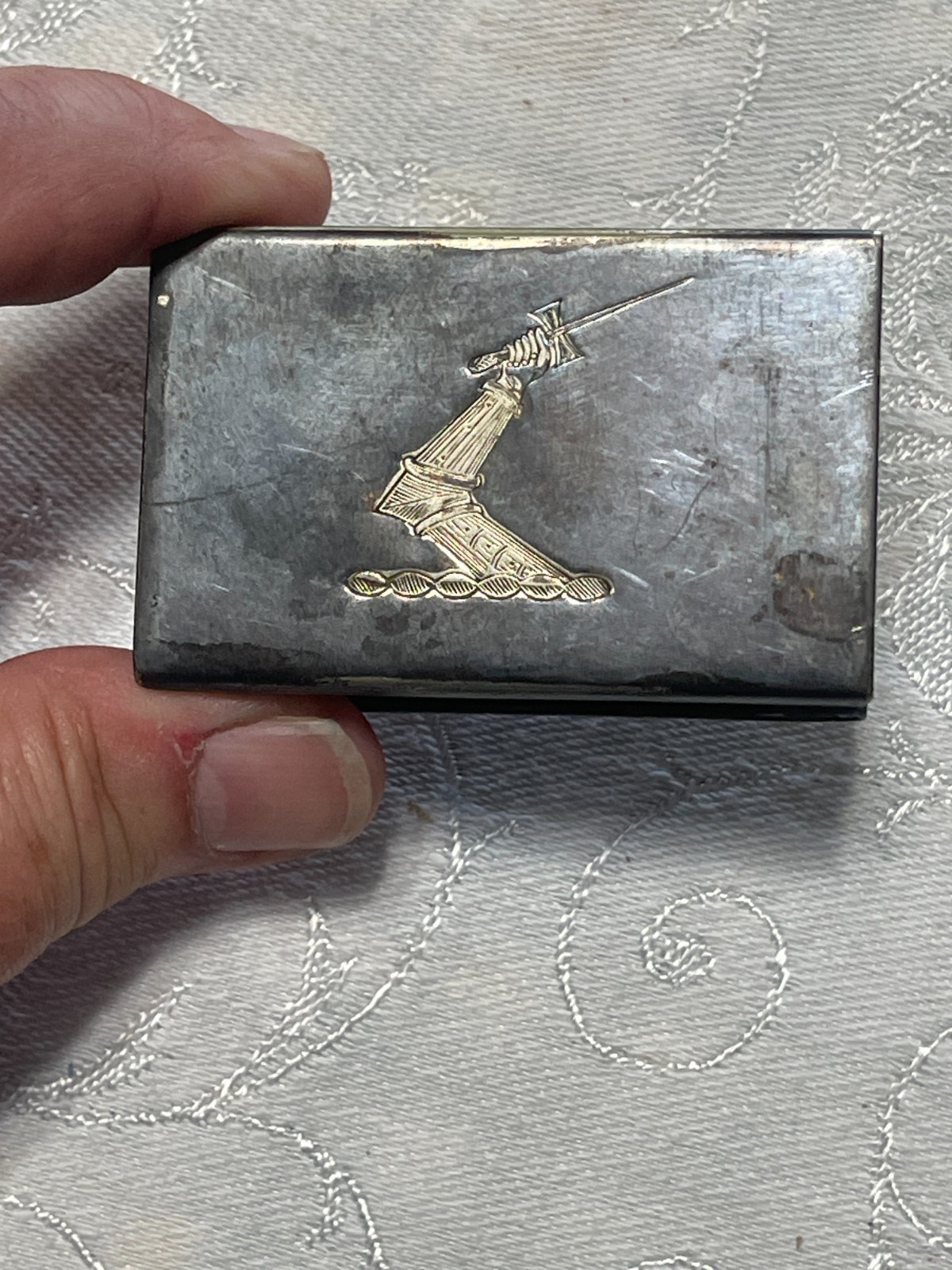Antique Match Safe Silver Safety Match Holder Red Top Match Box