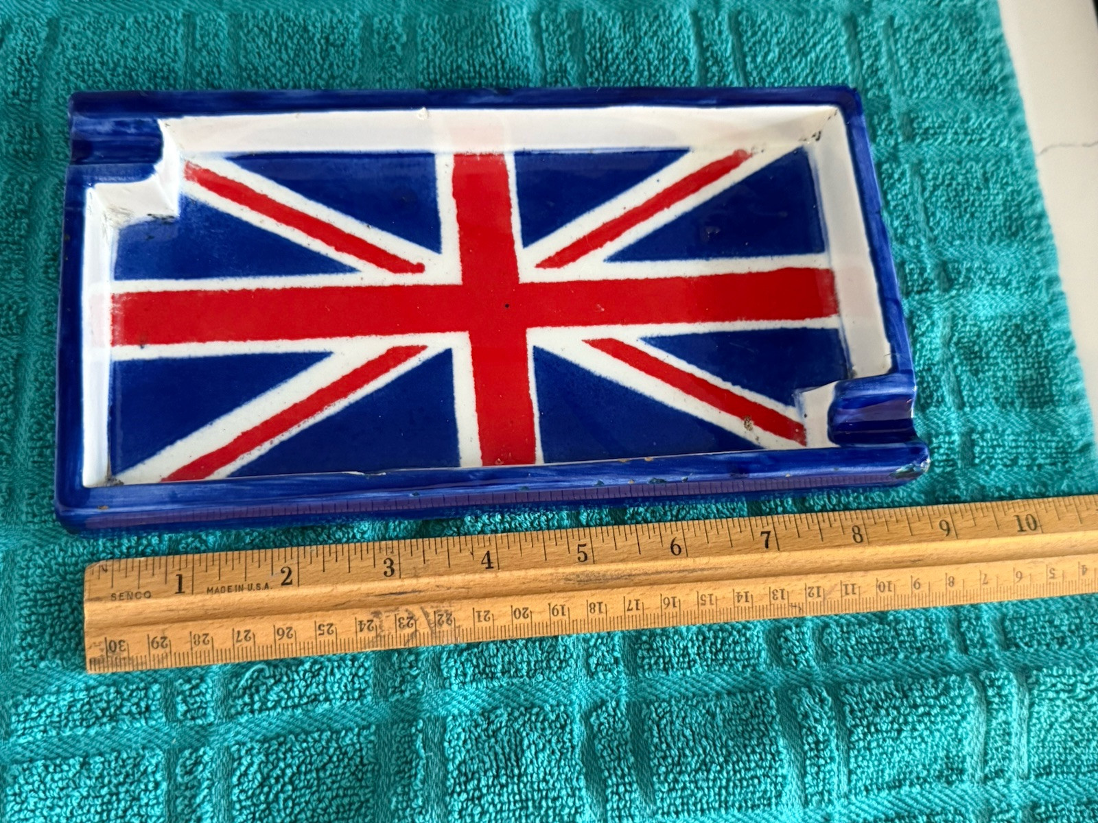 Vintage United Kingdom Union Jack Ashtray Rectangle Made In Italy